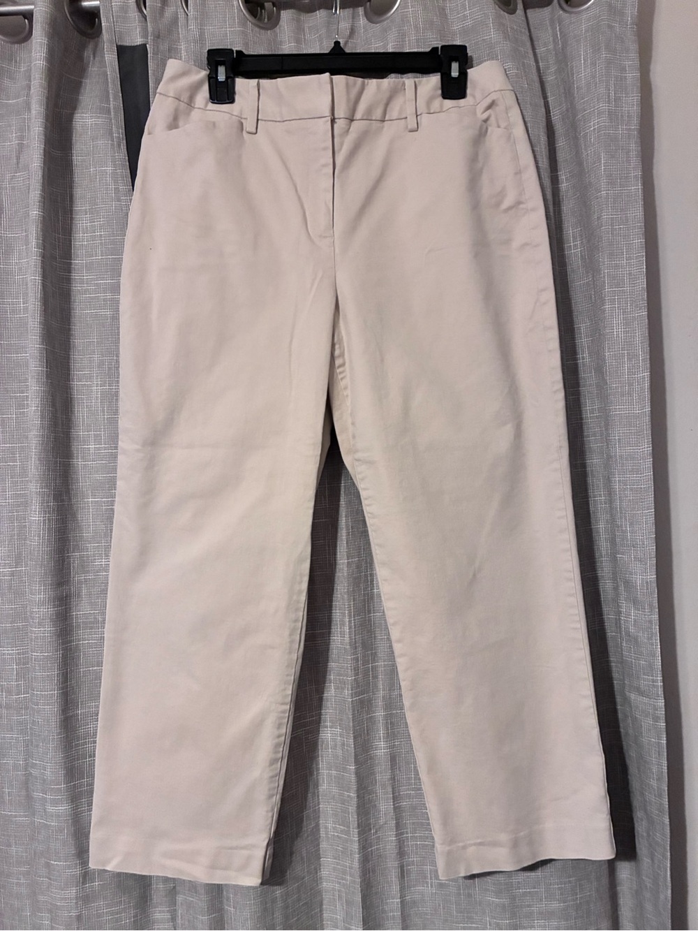 Talbots Stretch Khaki Pants Women Size 12 Beige Cotton Crop Ankle Pants